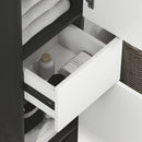 Mobile a Colonna da Bagno Salvaspazio con 2 Armadietti e Cassetto 30x28x180 cm Nero e Bianco 