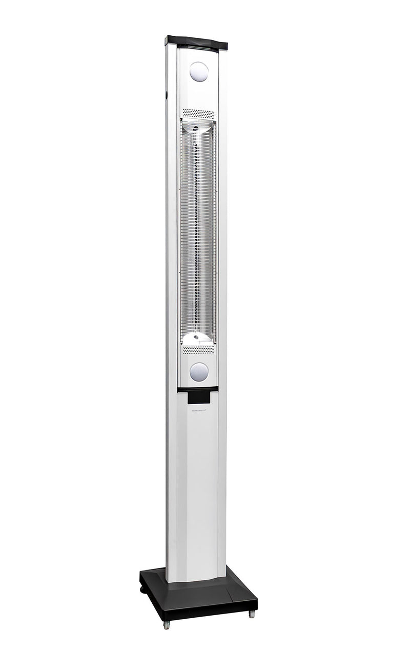 Stufa Elettrica ad infrarossi da Esterno 50x25x200 cm in Fibra di Carbonio con Luce Led Skyline Bianco Latte