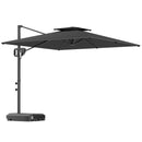 Ombrellone a Braccio 247x247x268 cm con Base Riempibile e Testa Inclinabile Grigio Scuro  