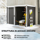 Capanno Box da Giardino 231x125x162 cm Porta Bloccabile in Acciaio Zincato Grigio      