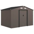 Casetta Box da Giardino Porta Attrezzi 277x195x192 cm con Porte Scorrevoli in Acciaio Marrone 
