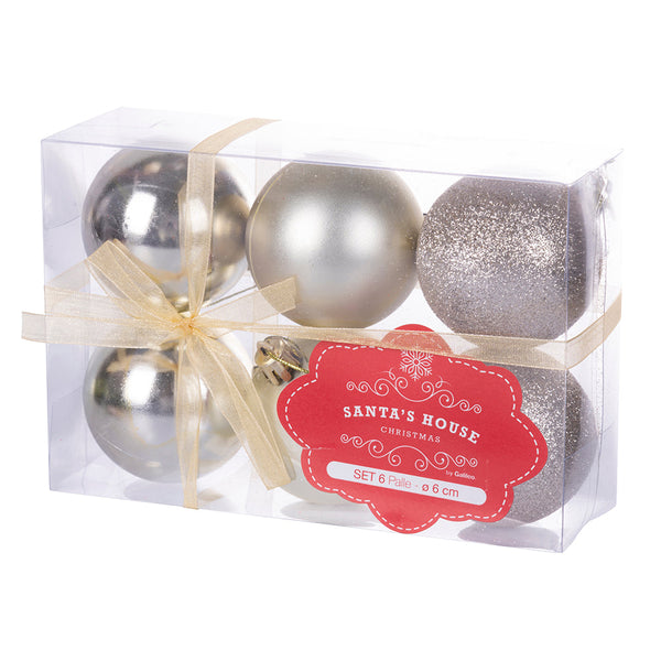 Set 6 Palle di Natale Ø6 cm in Plastica Champagne acquista