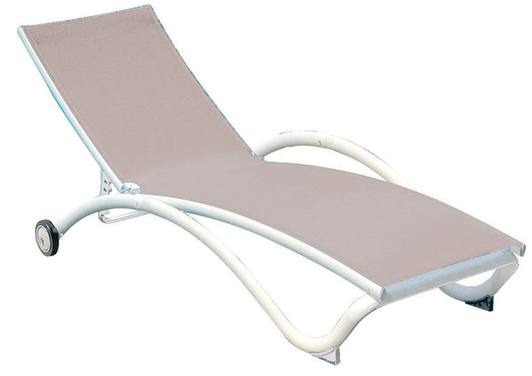 Lettino Prendisole da Giardino con Ruote in Alluminio Vorghini Tortora online