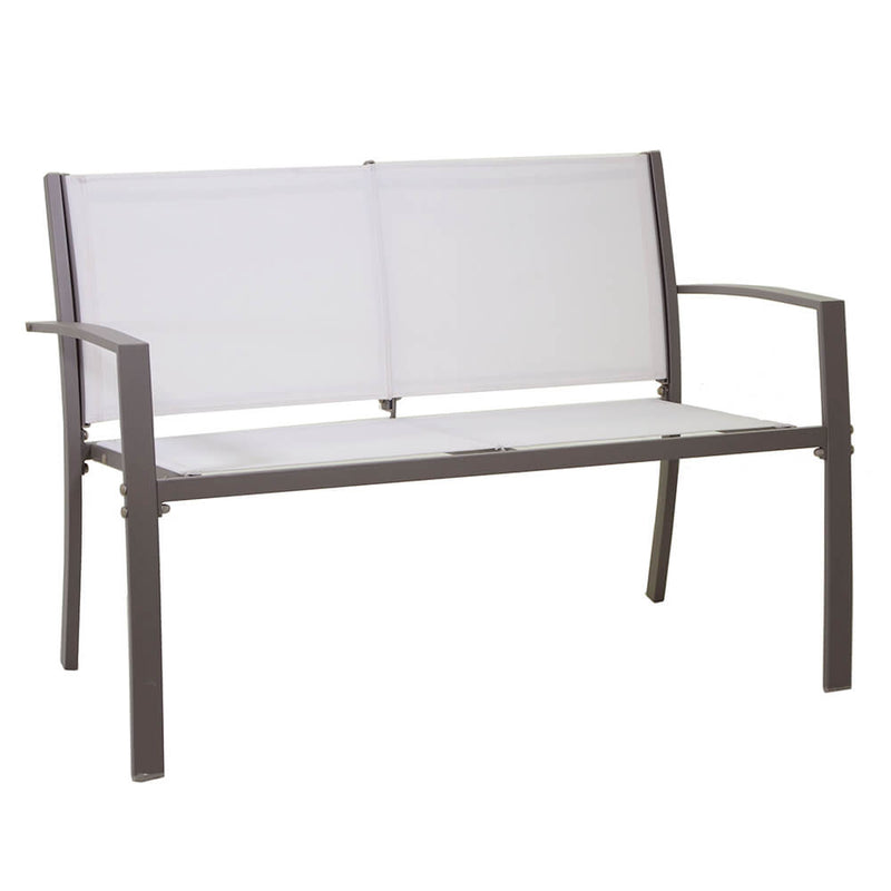 Set Salotto da Giardino Tavolino Divano 2 Sedie in Tessuto e Metallo con Cuscini Columbus Gri