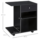 Mobile Porta Stampante 1 Cassetto 2 Ripiani 60x40x68,5 cm in Legno  Nero