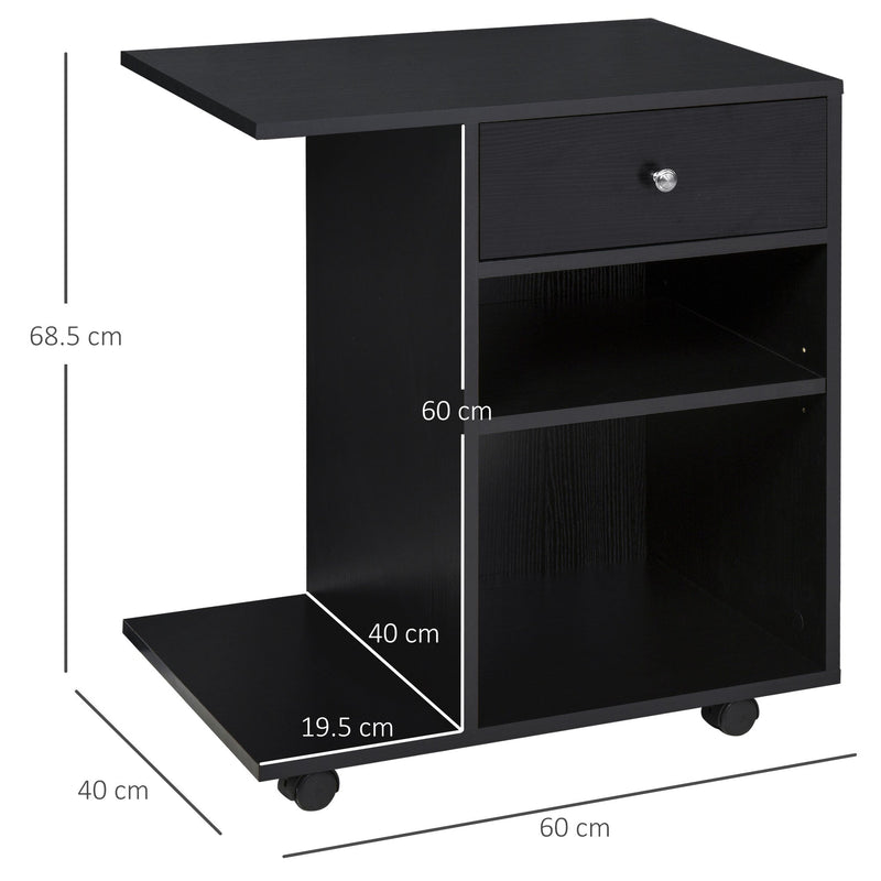 Supporto Per Stampante In Acciaio E Truciolare, Mobiletto Nero A E Truciolare 3 Ripiani Con Ruote P 010151918769