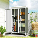 Armadio da Giardino 94x43x166 cm con Ripiani Rimovibili e Porta Bloccabile in Legno e Acciaio Bianco e Nero      