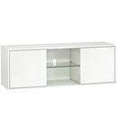 Mobile Porta TV fino a 55" Sospeso o a Terra Ante Soft Close Foro Passacavi e Ripiano in Vetro Bianco      