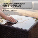 Set 5 Pezzi Salotto da Esterno con Divano Modulare e Tavolino con Piano in Vetro in Rattan PE Grigio      