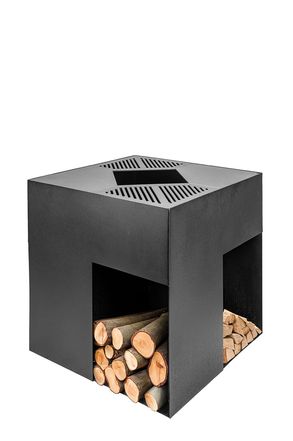prezzo Barbecue a Legna 75x75x75 cm Giglio in Acciaio Nero Alta Temperatura
