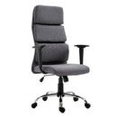Poltrona da Ufficio Girevole Schienale Alto Regolabile in Tessuto Grigio 50x56.5x117-127 cm 