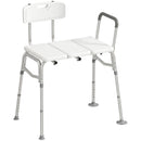 Sedia per Vasca da Bagno 86x60x89-101 cm con Schienale e Bracciolo Altezza Regolabile in 10 Livelli Fino a 136 kg Bianco      