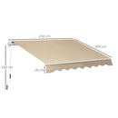 Tenda da Sole Avvolgibile Parasole a Parete Manuale Impermeabile Beige 2.5x2m 
