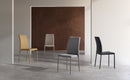 Set 4 Sedie Leda 42x52x96 cm in Tessuto Easy-Clean Gambe Rivestite in Tinta Beige      