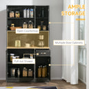Mobile Dispensa Alto 101x39x180 cm con Cassetto e Armadietti in Truciolato Nero  