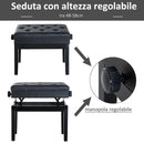 Panca Sgabello per Pianoforte con vano portaoggetti altezza regolabile 54.5x33x48-58 cm Nero 