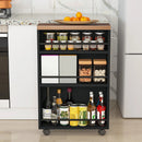 Carrello Portaoggetti Salvaspazio 50x16x80 cm per Cucina Bagno con Ruote Nero