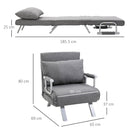 Poltrona Letto Singolo con Schienale Regolabile a 5 Livelli e Cuscino 65x69x80 cm in Tessuto Grigio Chiaro