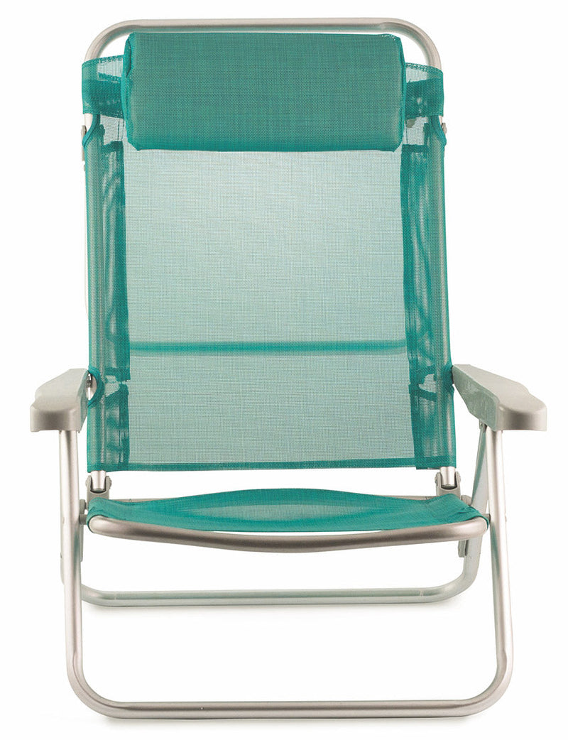 Sedia Mare Spiaggina Pieghevole con Cuscino in Alluminio Soriani Brasile Verde Acquamarina