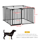 Recinto per Cani Gatti Pieghevole 482,5x2x76 cm 8 Sezioni in Acciaio Nero