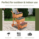 Fioriera da Giardino 3 Livelli 48x82x89,5 cm con Ruote in Legno Marrone chiaro