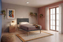 Letto Singolo con Rete Rivestita Microfibra Grigio Tessis Testata Flat Varie Misure