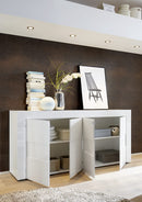Credenza Mobile da Salotto 4 Porte 181x42x84cm TFT  Build Bianco Lucido