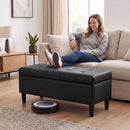 Cassapanca Pouf Contenitore Poggiapiedi 136 L 110x41x42 cm in Finta Pelle Adatta agli Animali Domestici Nero      