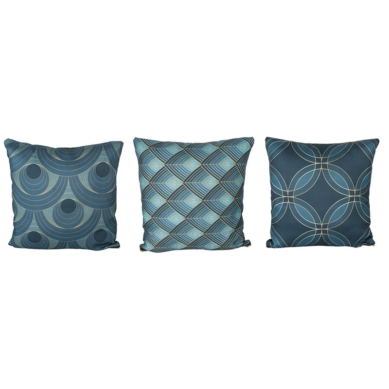 Set 3 Cuscini Decorativi 45x45 cm in Poliestere VdE Tivoli 1996 Vetiver Ottanio