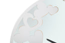 Orologio Bianco Heart Ø55x4 cm in Ferro MDF e Specchio Bianco