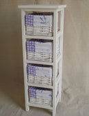 Cassettiera in Legno 4 Cassetti 25x25H76,5cm Lavanda