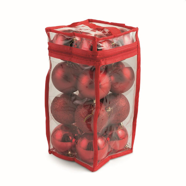 prezzo Set 16 Palle di Natale Ø8 cm in Plastica con Borsa Rosso