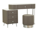 Toeletta Sharon Grigia con Puff Gambe Argento 120x40x75 cm in Pino e MDF e Metallo e Plastica      