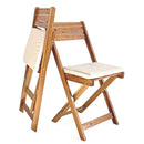 Set Tavolino e 2 Sedie Pieghevoli da Giardino in Legno con Cuscini Genova