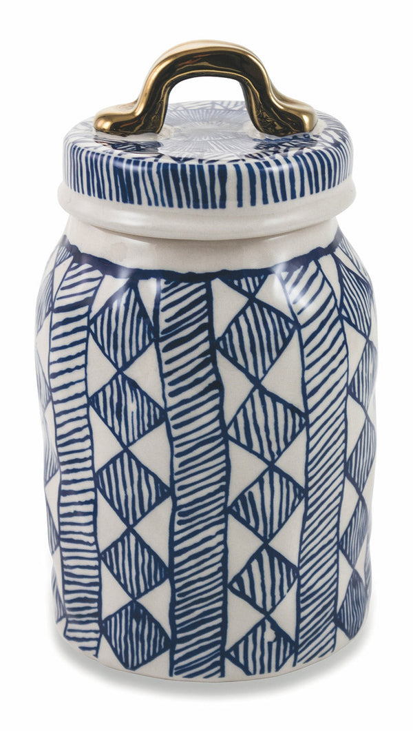 acquista Barattolo Ø11x20 cm in Gres VdE Tivoli 1996 Masai Blu e Bianco