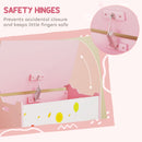 Baule Portagiochi per Bambini Tema Animali 60x37x39 cm con Cerniere di Sicurezza in Legno Rosa      