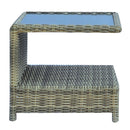 Tavolino da Esterno in Wicker e Vetro 2 Ripiani Vorghini Kubu Nero