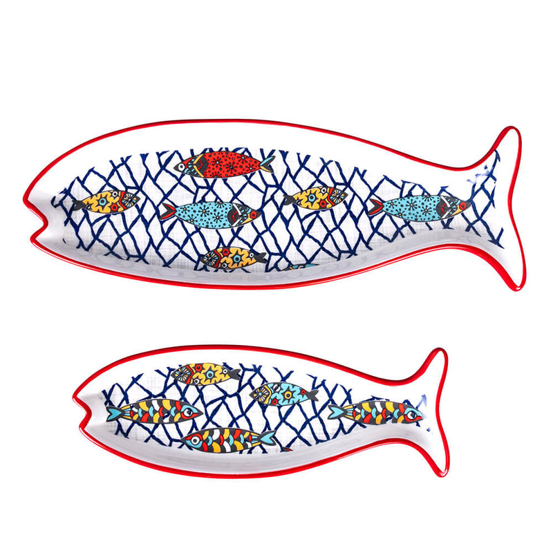 Set 2 Vassoi con Decoro Pesci in Hard Dolomite VdE Tivoli 1996 Los Cabos