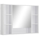 Pensile da Bagno con Anta a Specchio 100x15x70 cm in MDF Bianca