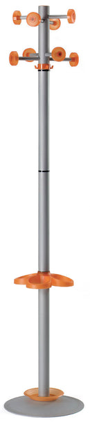 Appendiabiti da Terra Ø36x178 cm con Portaombrelli in Metallo Fumer Bennet Silver e Arancione