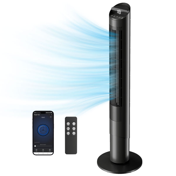 Ventilatore Piantana a Torre Ø31,5x116 cm con WiFi e App di Controllo in ABS e Rame Nero online