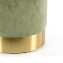 Pouf Poggiapiedi 31x31x38 cm in Metallo MDF e Tessuto Velluto Verde Antico