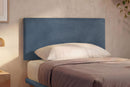 Letto Singolo con Rete Rivestita Microfibra Blu Tessis Testata Flat Varie Misure
