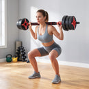 Set Manubri Regolabili 5 in 1 30 kg 95x19x19 cm con Bilanciere e Kettlebell in Plastica e Cemento      