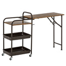 Carrello da Cucina 118x36,5x82 cm con Ripiano Pieghevole Marrone