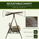 Dondolo da Giardino 3 Posti 208x120x174 cm in Acciaio Marrone e Cachi