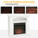 Camino Elettrico da Terra 1800 W con Effetto Fiamma LED Regolabile Telecomando e Timer in Legno e Vetro Bianco      