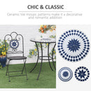 Set Tavolo e 2 Sedie Pieghevoli da Giardino con Mosaico in Metallo