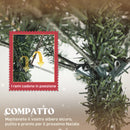 Albero di Natale Alto 210 cm 928 Rami Pigne e Bacche Rosse Base in Metallo Verde      