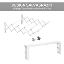 Stendibiancheria a Parete Retrattile 63,5x60x20 cm per Interni ed Esterni in Metallo Bianco      